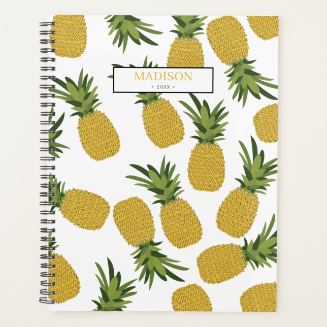 Pineapple Tropical Fruit Pattern Diary Planner (Front)