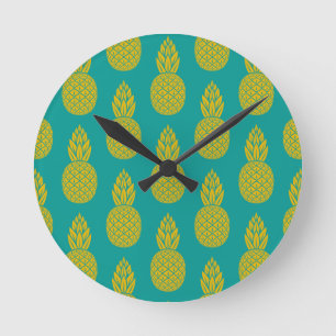 Pineapple Tropical Fruit Round Clock