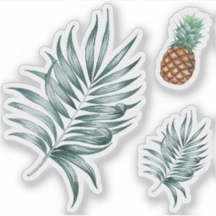 Pineapple Tropical fruits & leaf watercolor paint