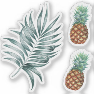 Pineapple Tropical fruits & leaf watercolor paint