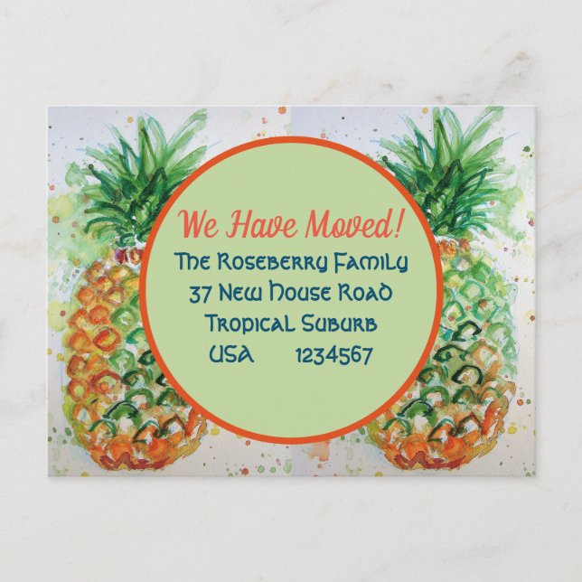 Pineapple Tropical New Address We Have Moved Postcard (Front)