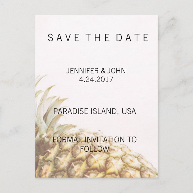 Pineapple Tropical Save the Date Cards (Front)