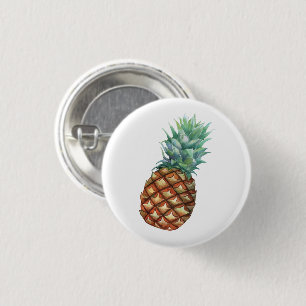 Pineapple Tropical Watercolor Jungle Palm Pattern 3 Cm Round Badge