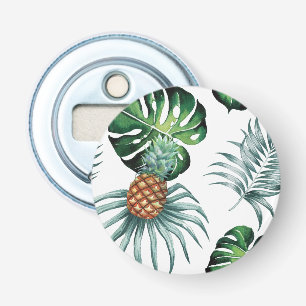 Pineapple Tropical Watercolor Jungle Palm Pattern Bottle Opener