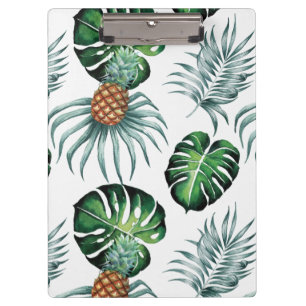 Pineapple Tropical Watercolor Jungle Palm Pattern Clipboard