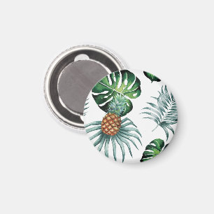 Pineapple Tropical Watercolor Jungle Palm Pattern Magnet
