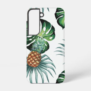 Pineapple Tropical Watercolor Jungle Palm Pattern Samsung Galaxy Case