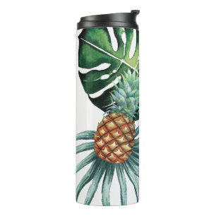 Pineapple Tropical Watercolor Jungle Palm Pattern Thermal Tumbler
