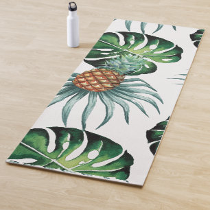 Pineapple Tropical Watercolor Jungle Palm Pattern Yoga Mat