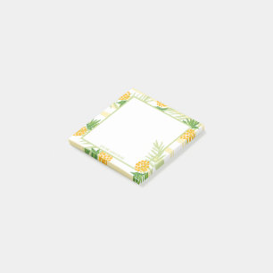 Pineapple Tropical Watercolor Yellow Stripe Post-it Notes