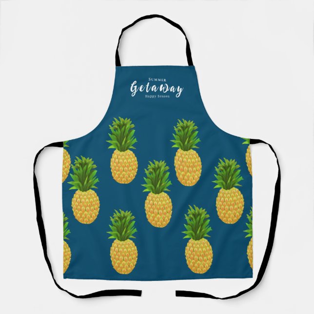 Pineapple Turquoise Blue Apron (Front)