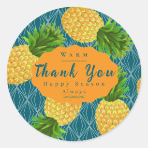 Pineapple Turquoise Classic Round Sticker