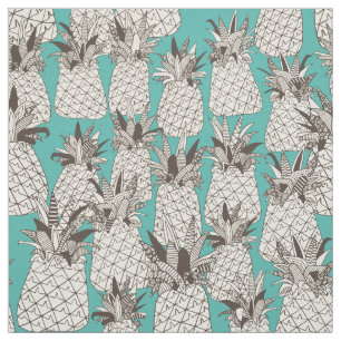 pineapple turquoise sea fabric