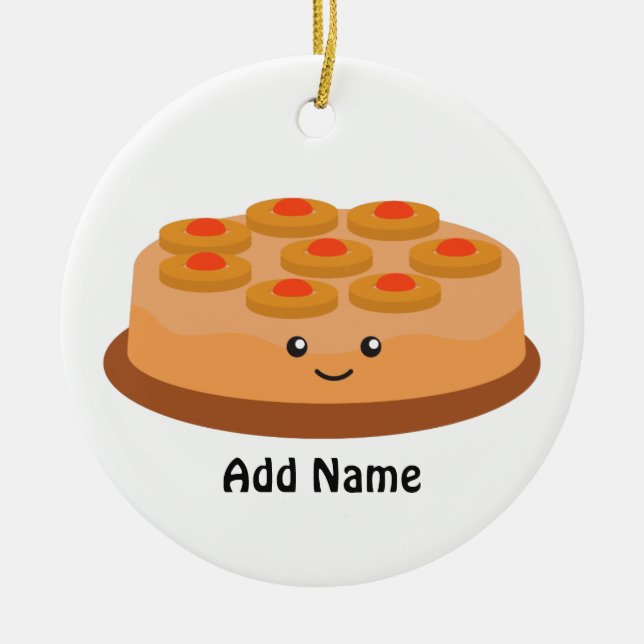 Pineapple Upside Down Cake Ceramic Tree Decoration (Front)