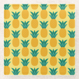 Pineapple Vintage: Fruitful Pattern Delight. Glass Coaster