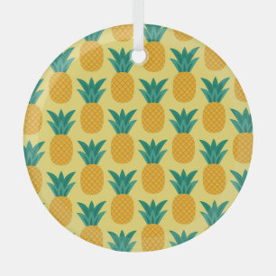 Pineapple Vintage: Fruitful Pattern Delight. Glass Tree Decoration