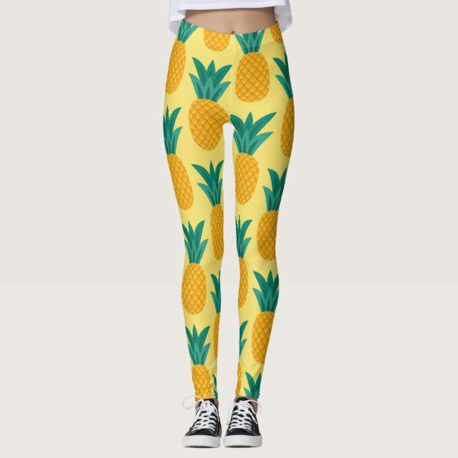Pineapple Vintage: Fruitful Pattern Delight. Leggings (Front)