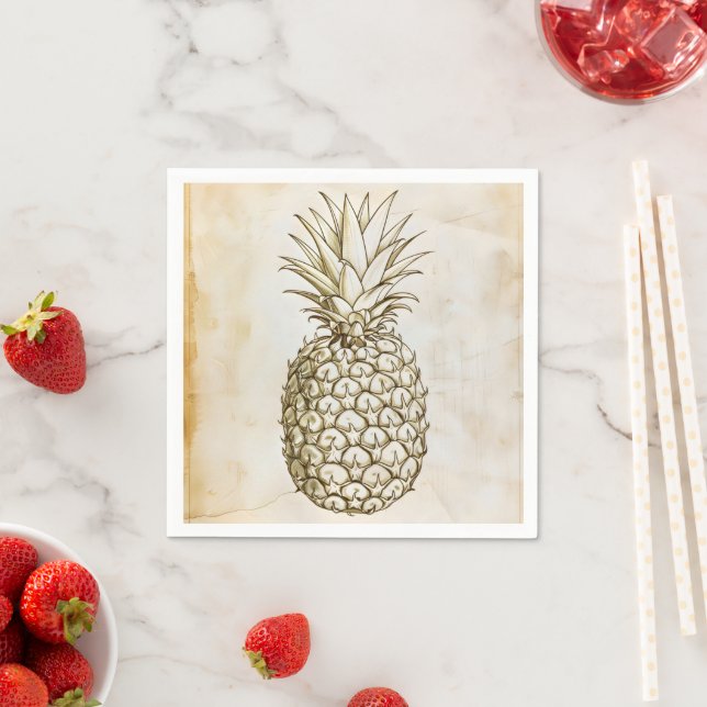 Pineapple Vintage Sketch Napkin (Insitu)