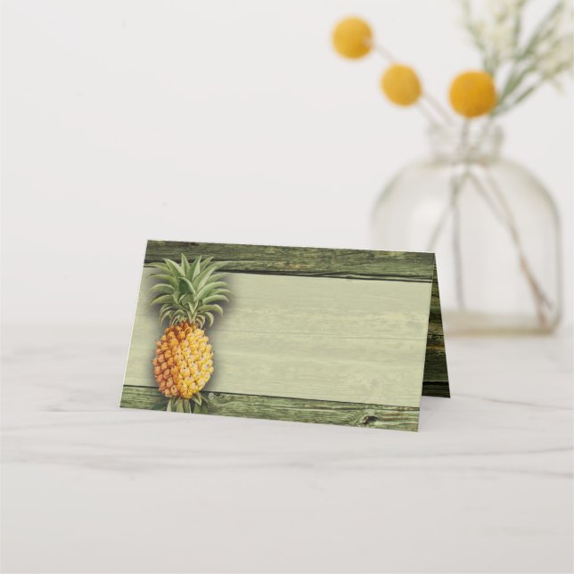 Pineapple Vintage Tropical Dinner Wedding Party Place Card (Front)