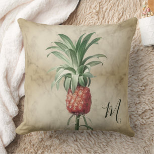 Pineapple Vintage Tropical Elegant Monogram Cushion