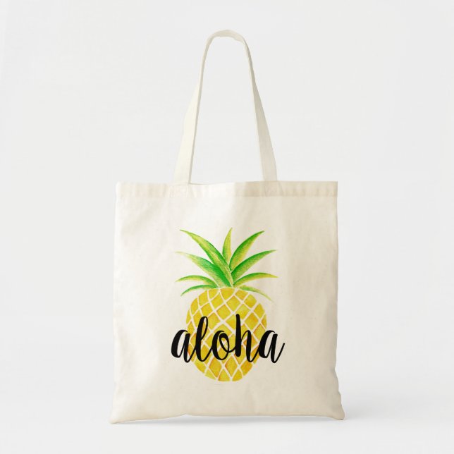 Pineapple Watercolor Aloha Tropical Bag (Front)