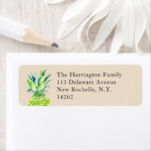 Pineapple Watercolor Botanical Tropkical Fruit Return Address Label
