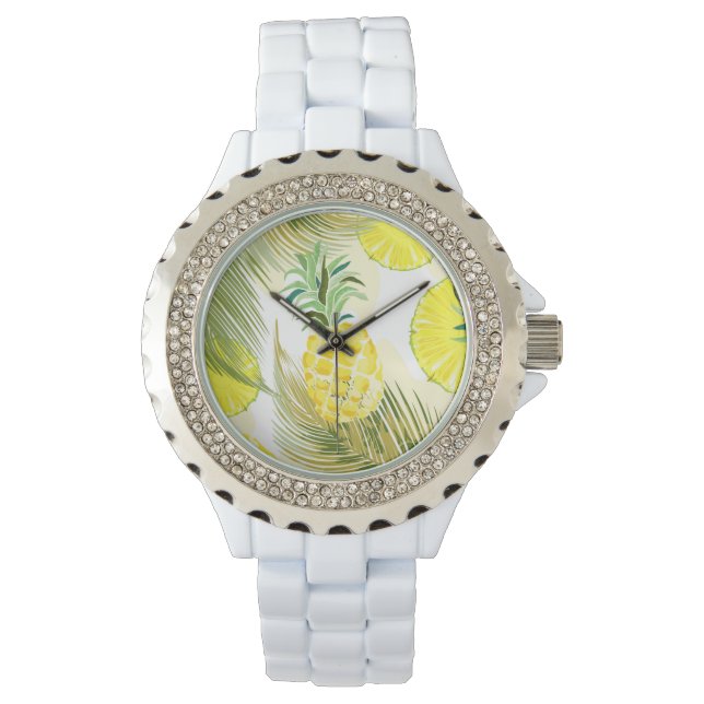Pineapple Watercolor Fresh Summer Pattern Watch (Front)