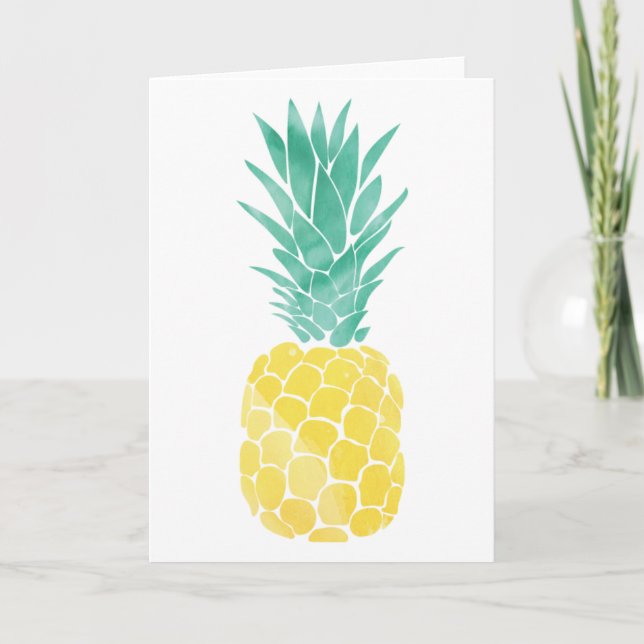 Pineapple Watercolor Greeting Card (Blank Inside) (Front)