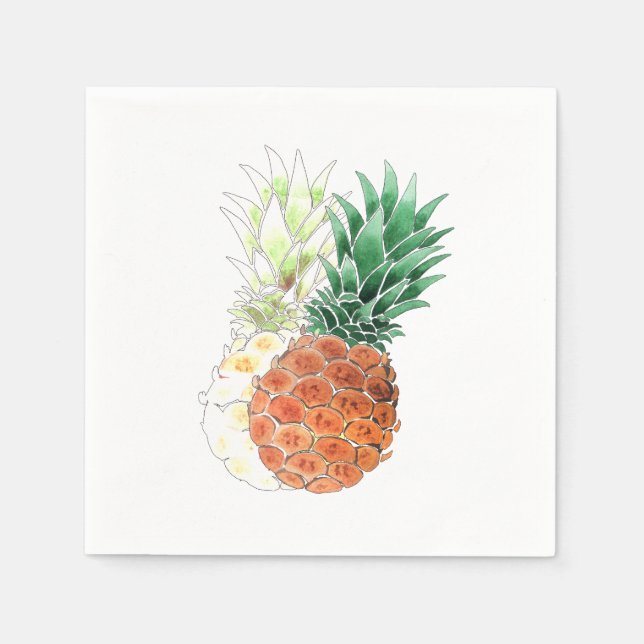 Pineapple, watercolor . napkin (Front)