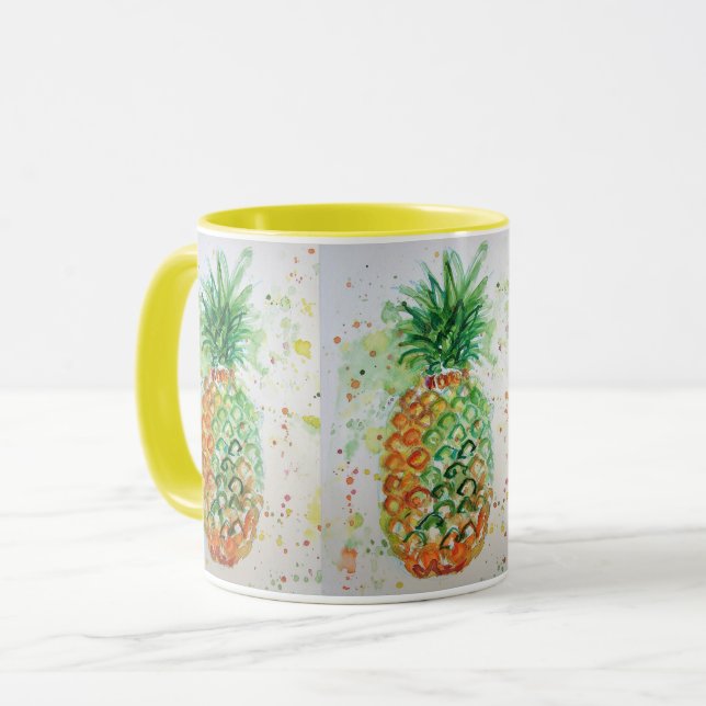 Pineapple Watercolor Painting Mug (Front Left)