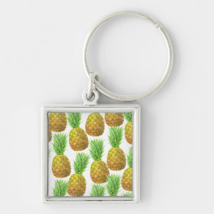 Pineapple watercolor pattern key ring