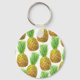 Pineapple watercolor pattern key ring