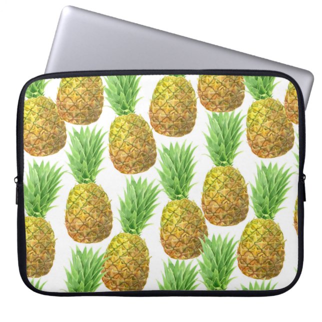 Pineapple watercolor pattern laptop sleeve (Front)