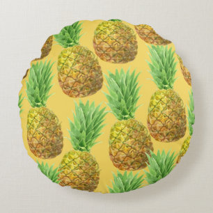 Pineapple watercolor pattern round cushion