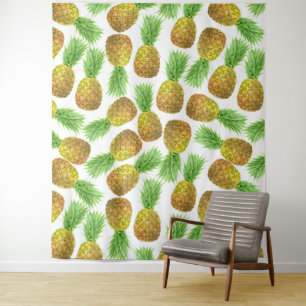 Pineapple watercolor pattern tapestry