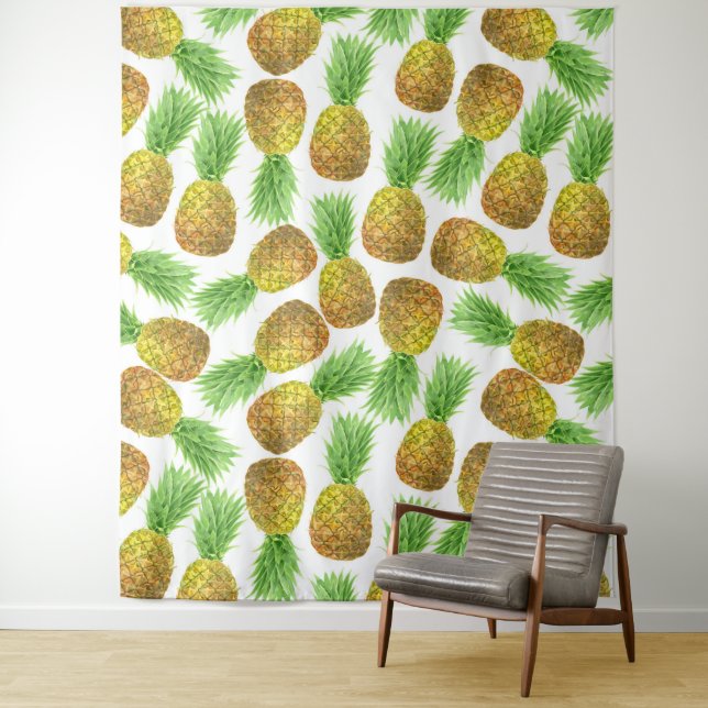 Pineapple watercolor pattern tapestry (In Situ)