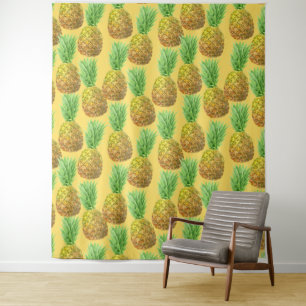 Pineapple watercolor pattern tapestry