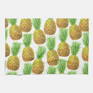 Pineapple watercolor pattern tea towel