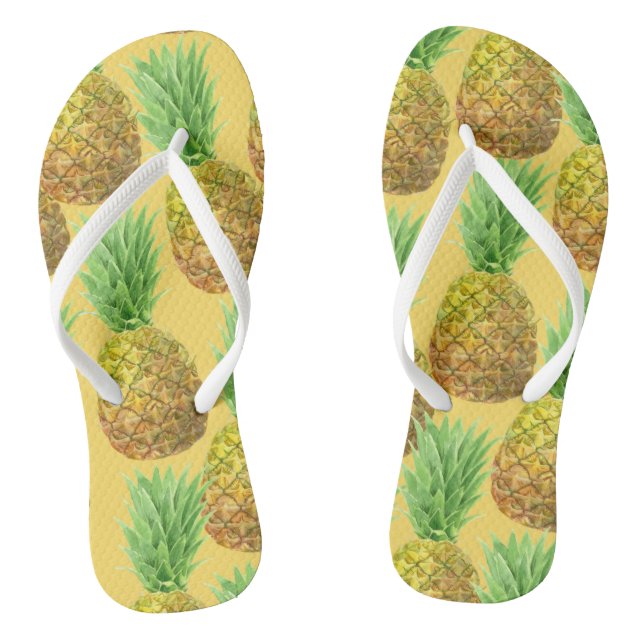 Pineapple watercolor pattern thongs (Footbed)