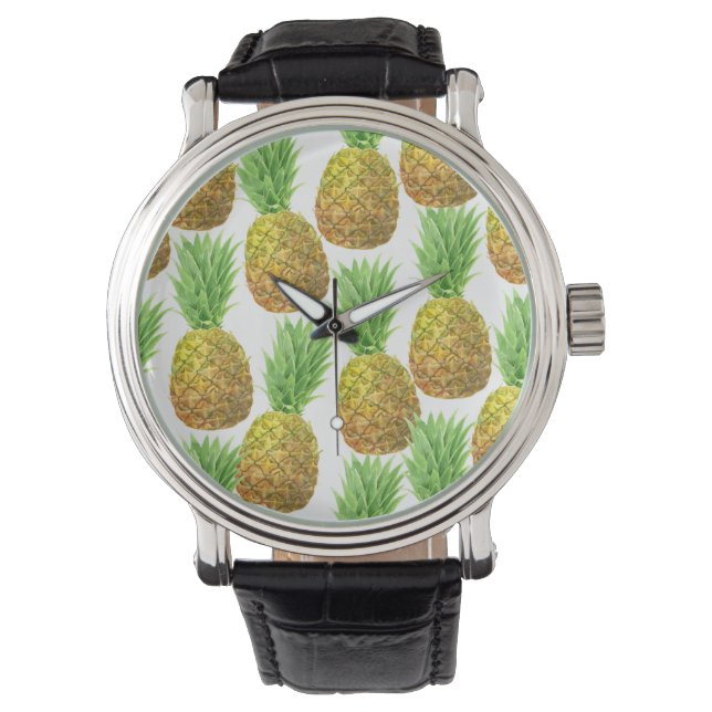 Pineapple watercolor pattern watch (Front)
