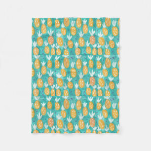 Pineapple Watercolor Print Fleece Blanket