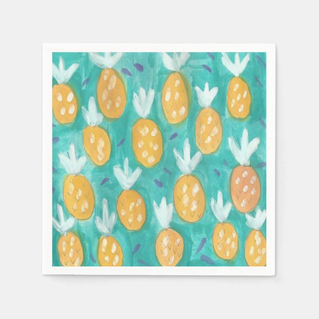 Pineapple Watercolor Print Napkin (Front)