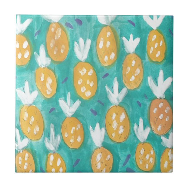 Pineapple Watercolor Print Tile (Front)