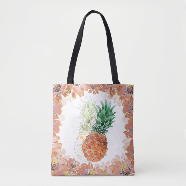Pineapple, watercolor . tote bag (Front)