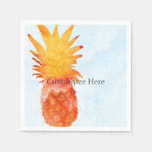 Pineapple Watercolor Tropical Summer Party Napkin