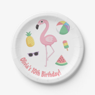 Pineapple Watermelon Pink Flamingo Party Supplies Paper Plate