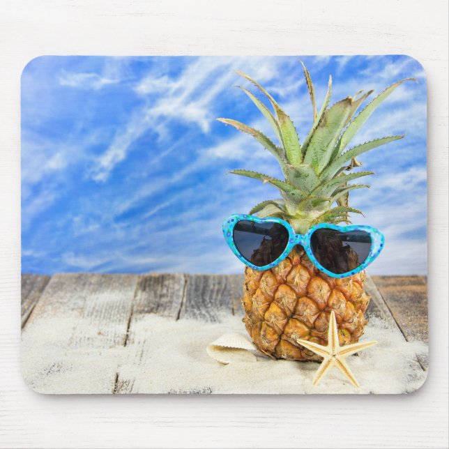 pineapple wearing heart sunglasses mouse pad (Front)