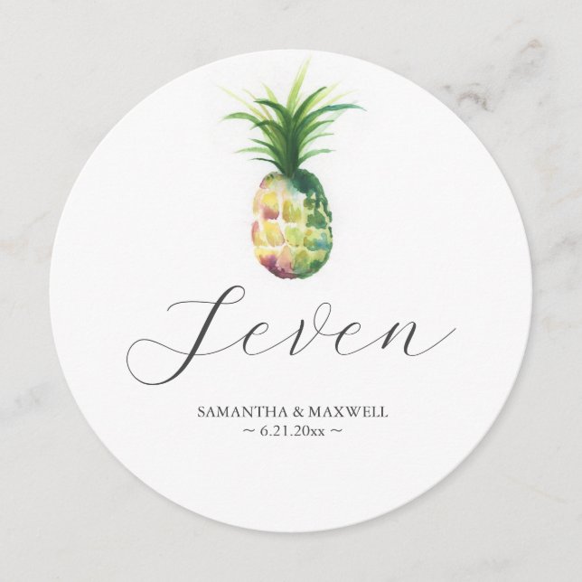 Pineapple Wedding Round Table Number (Front)
