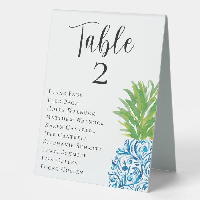 Pineapple Wedding Seating Chart Table Number (Front)
