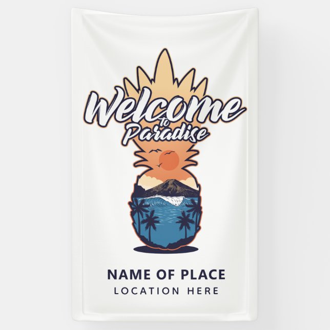 Pineapple Welcome custom text & colour banner (Vertical)